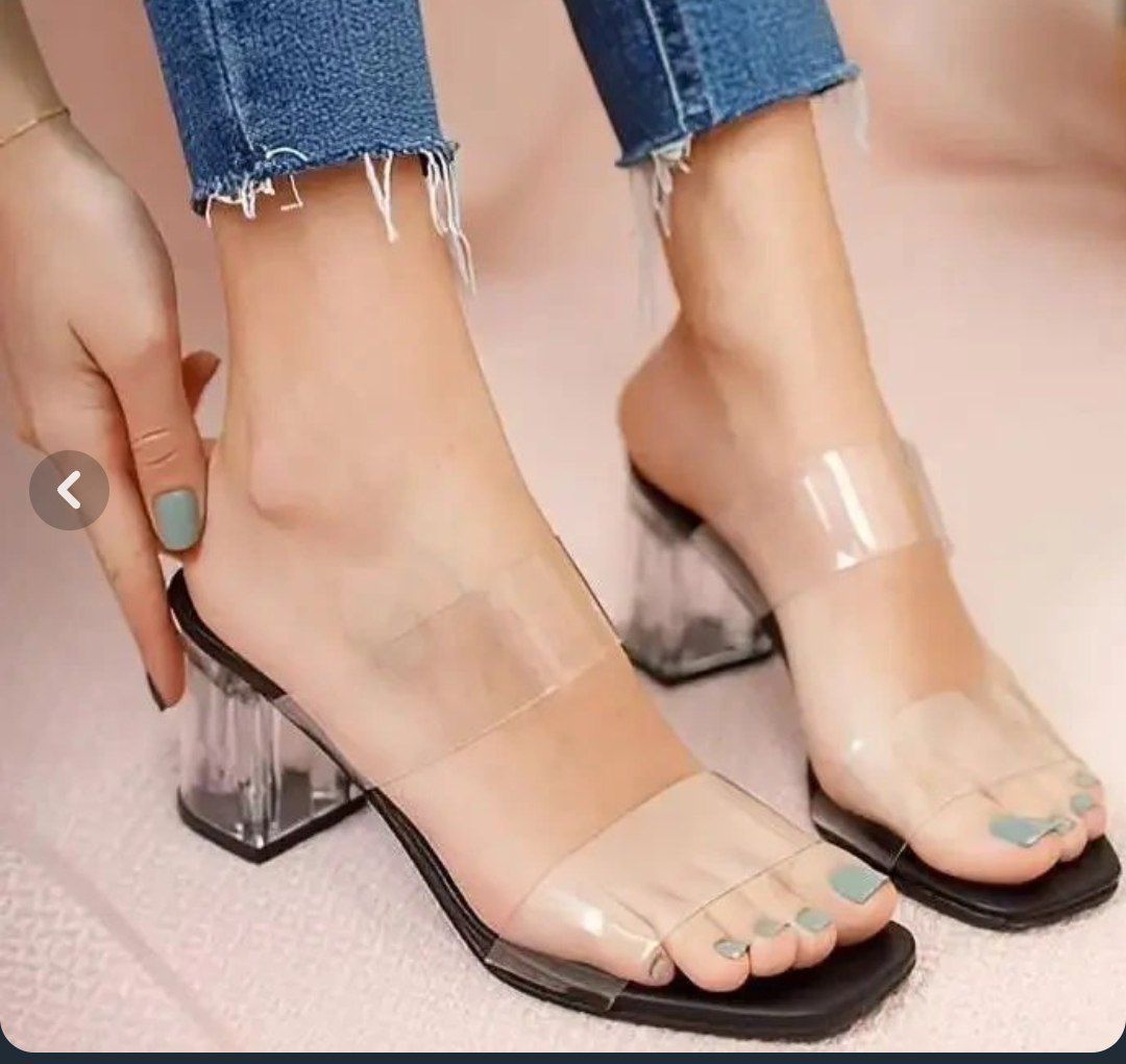 صندل طلقی پاشنه شیشه ای زیبا و شیک زنانه